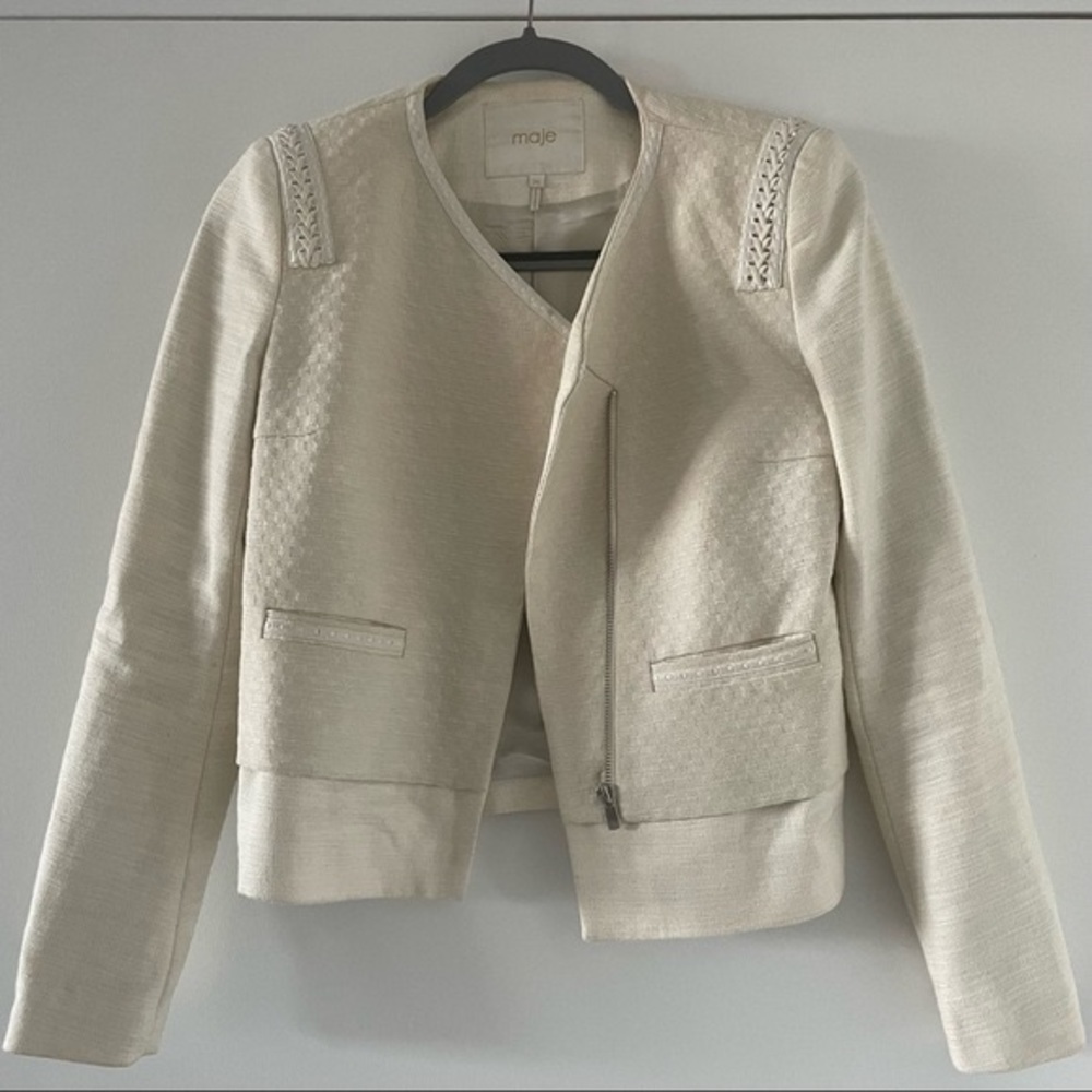 Maje Maje Fenouil Fitted Jacket in creame FR36